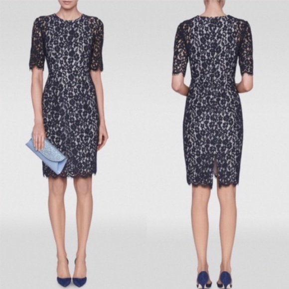 LK Bennett Dresses & Skirts - L.K. Bennett Navy London Wardour Lace Overlay Dress Size 8